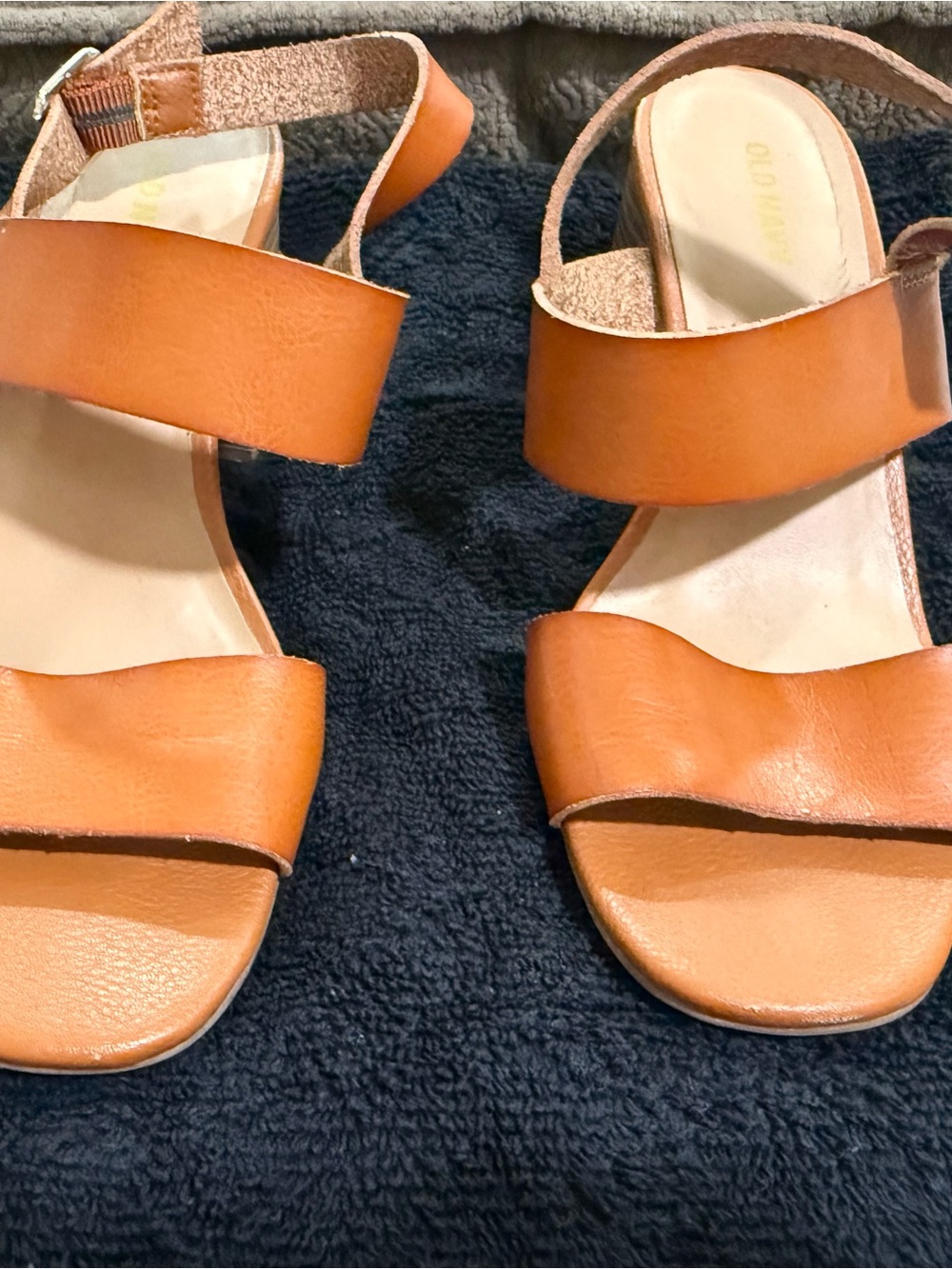 Old Navy Cognac Tan Leather Double-Strap Sandals